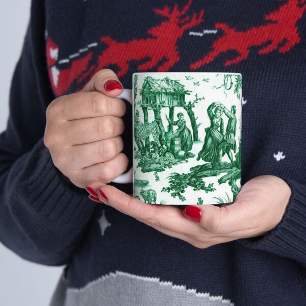 Green Toile de jouy Parev Mug