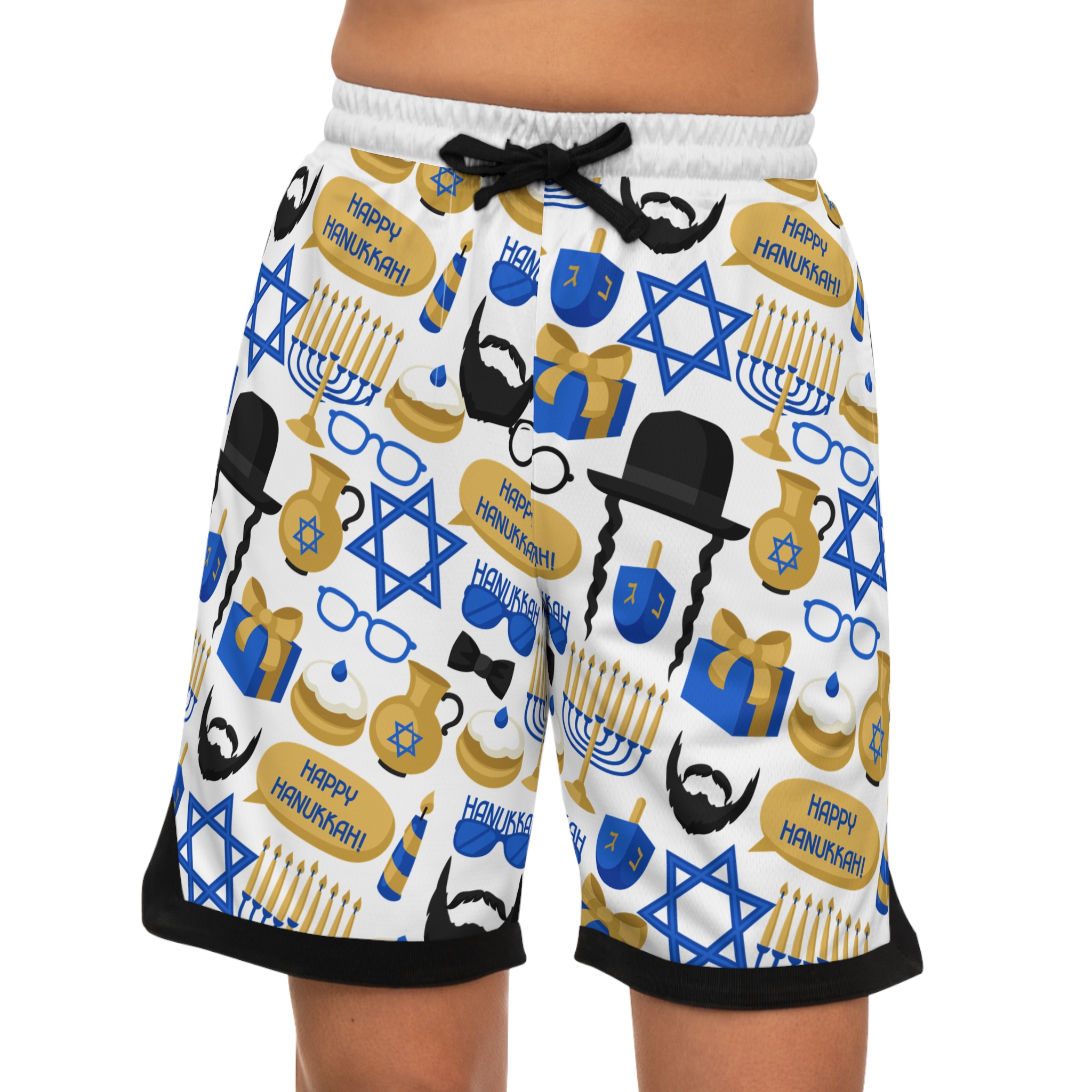 Hanukkah Basketball Rib Shorts - Image 4