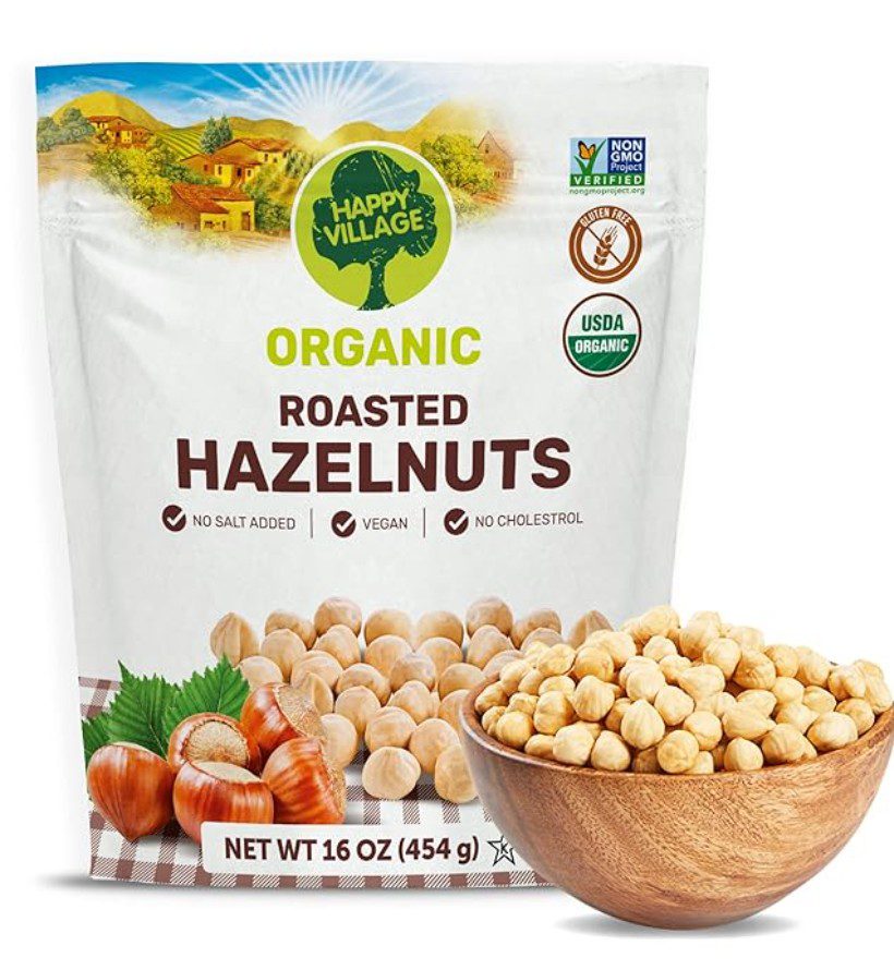 Happy Village Kosher Roasted Hazelnuts on Amazon