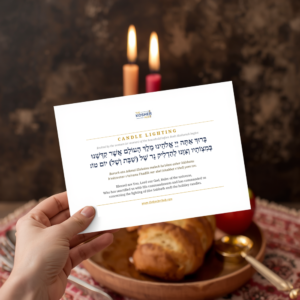Blessing Card over Jewish Candle Lighting