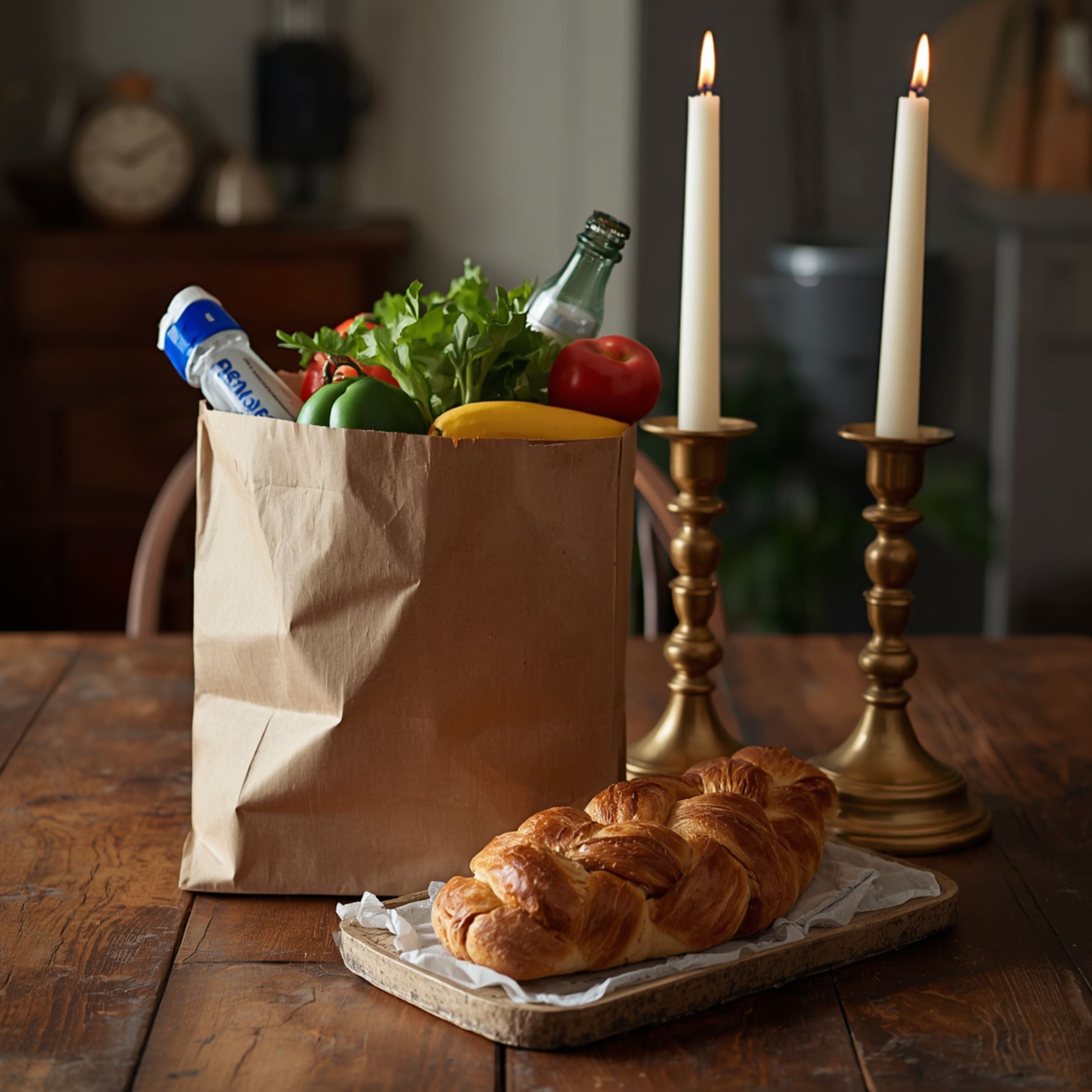 Shabbat candlesticks on a Jewish table