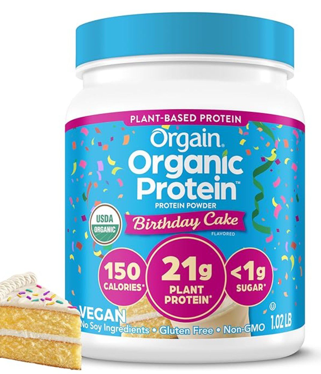 Orgain Organic Protein Powder Birthday Cake — kosher vegan