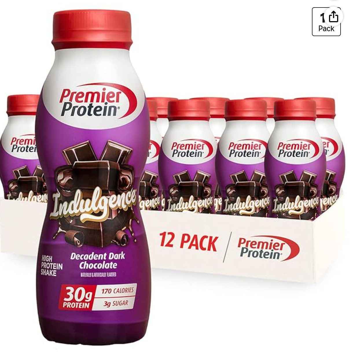 Premier Protein Indulgence Decadent Dark Chocolate Shake — kosher protein shake on Amazon