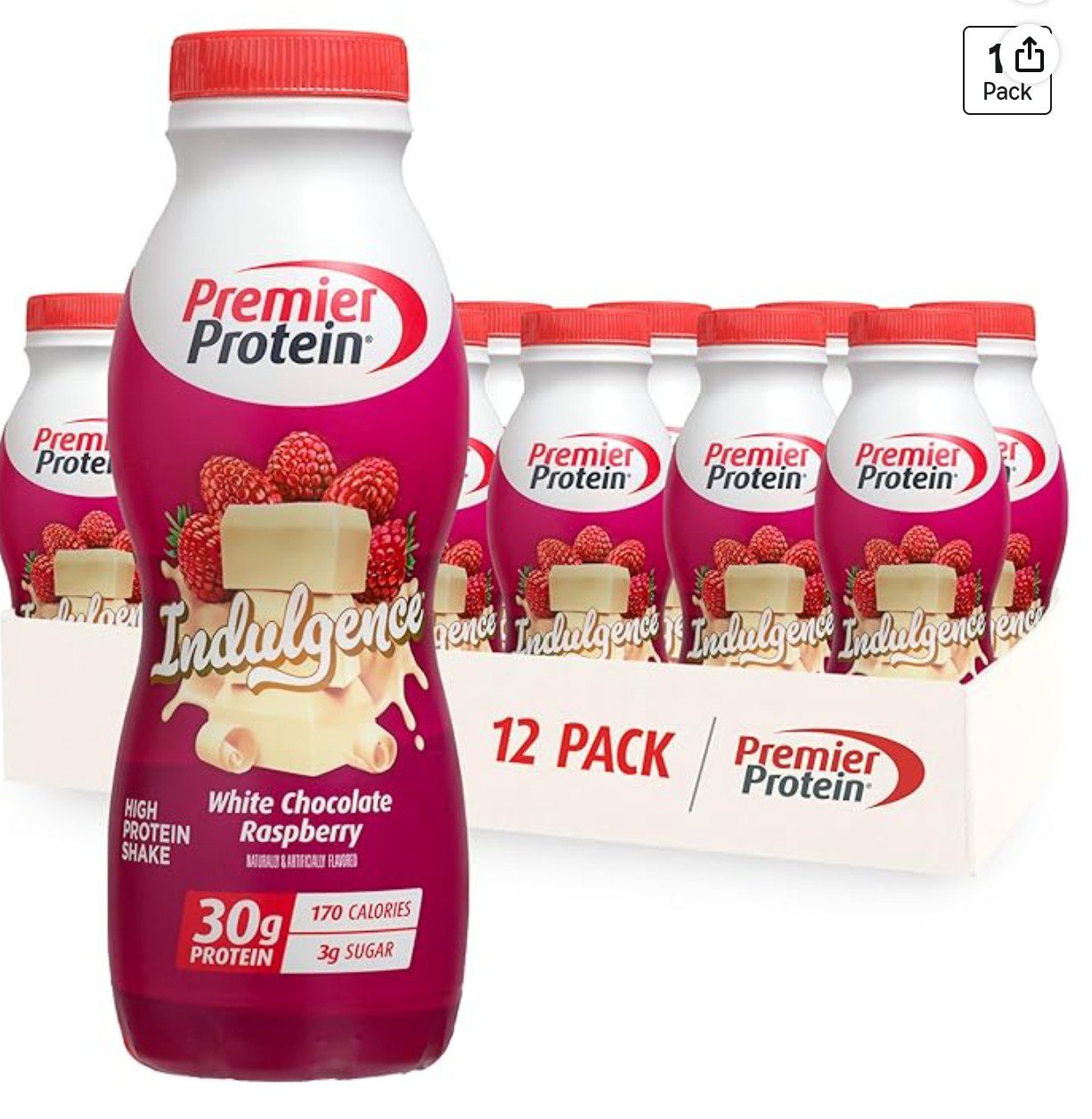 Premier Protein Indulgence White Chocolate Raspberry Shake — kosher protein shake on Amazon