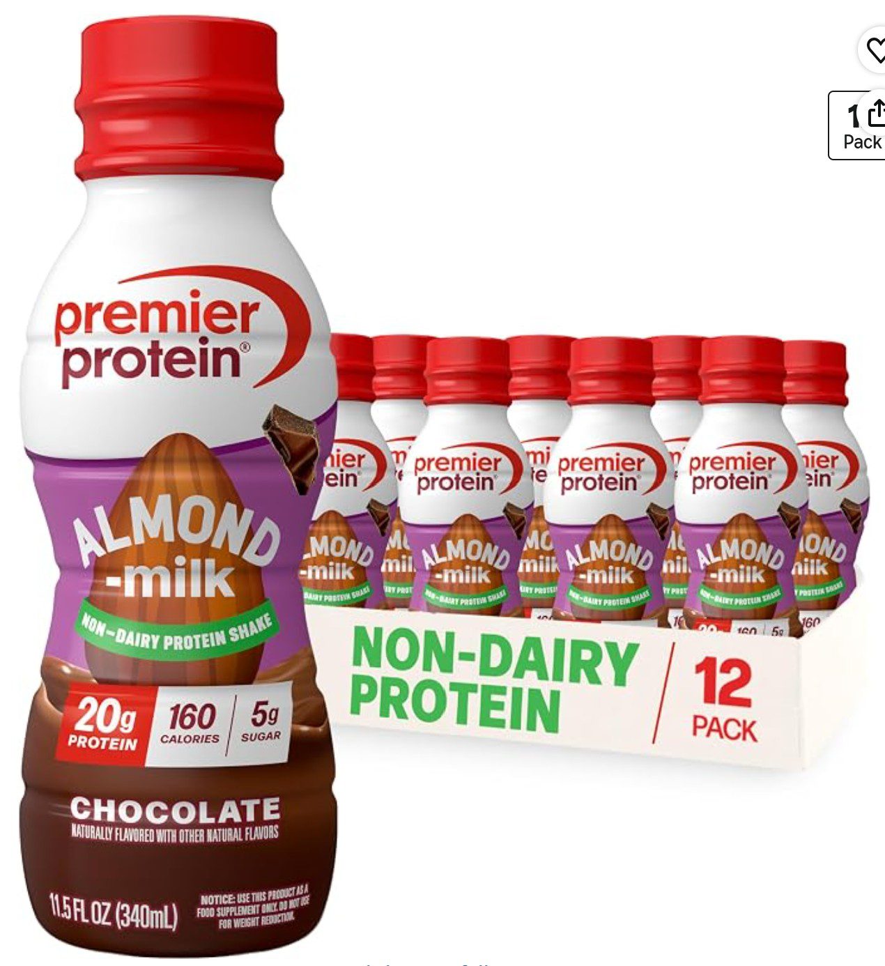 Premier Protein Non-Dairy Almond Milk Chocolate Shake — kosher dairy-free protein shake on Amazon