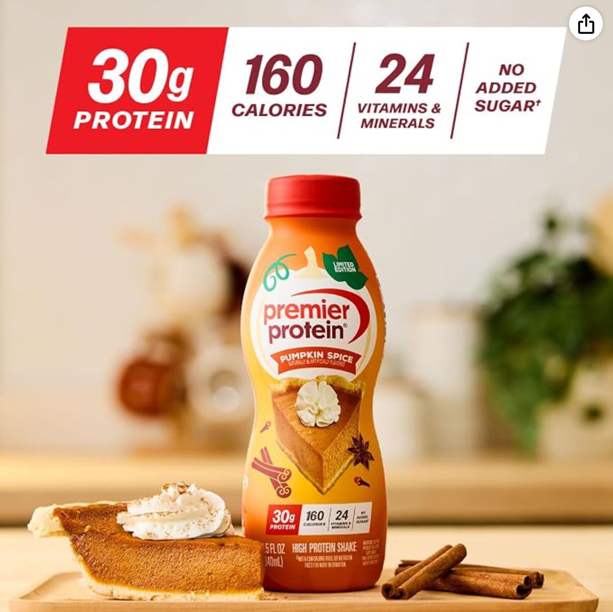 Premier Protein Pumpkin Spice Shake — kosher limited edition protein shake on Amazon