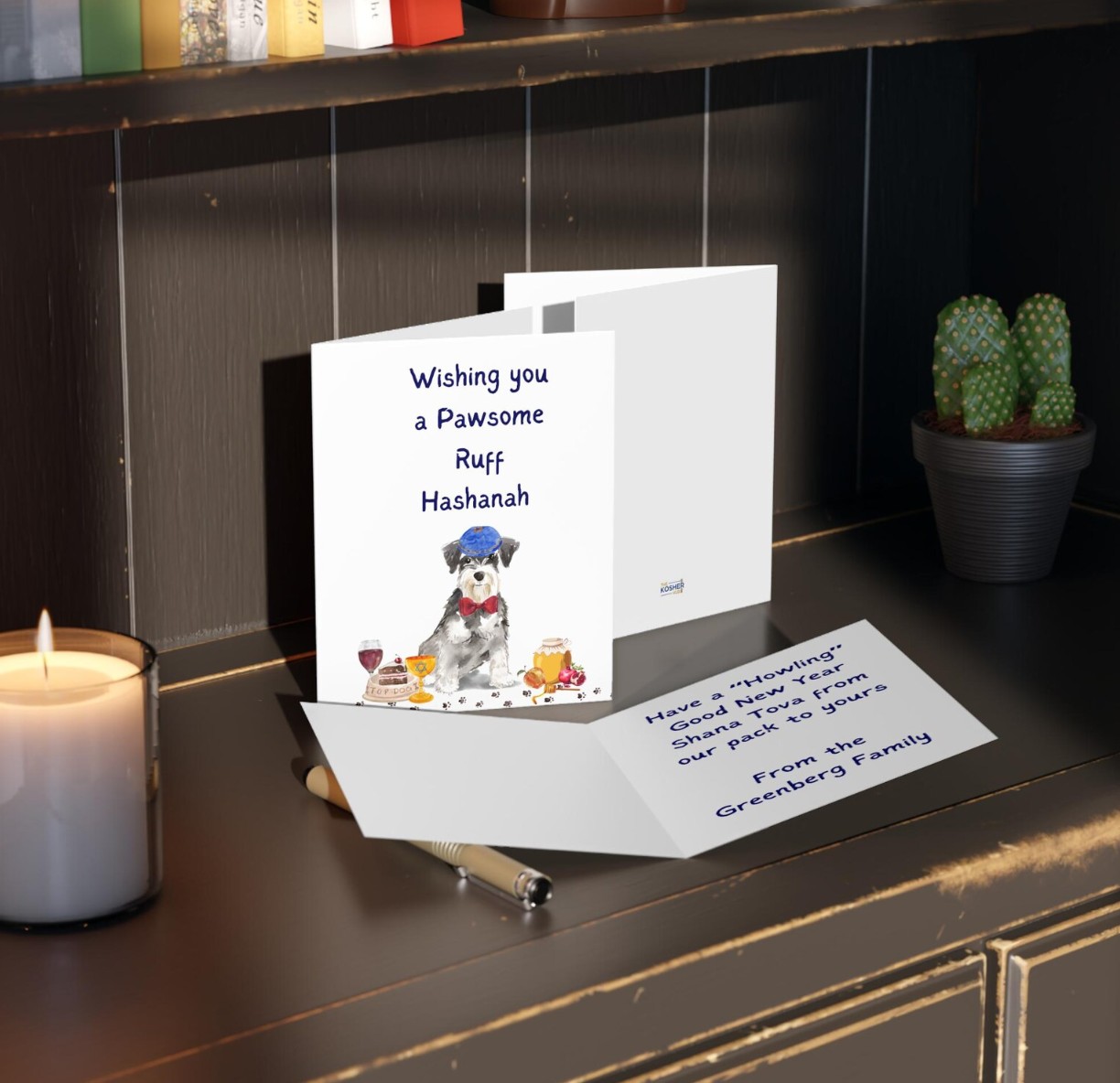 Personalized Rosh Hashanah dog greeting card
