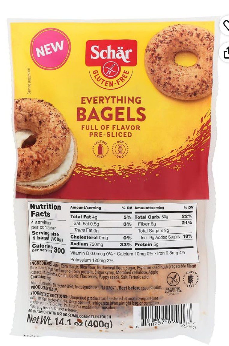 Schar Gluten Free Everything Kosher Bagels — certified kosher gluten free bagels