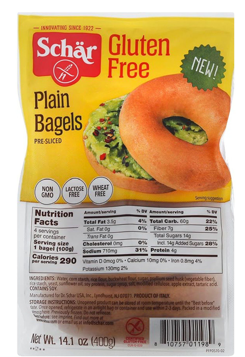 Schar Gluten Free Plain Kosher Bagels — certified kosher gluten free bagels on Amazon