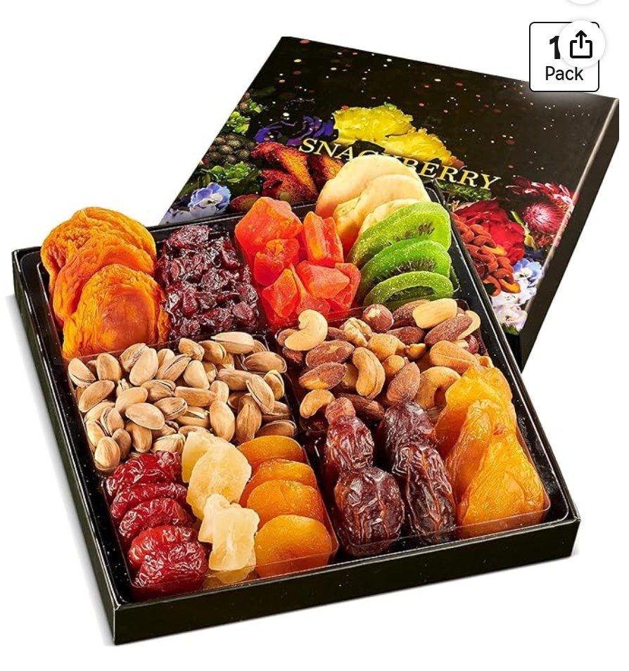 Snackberry Kosher Dried Fruit and Nuts Gift Basket — healthy kosher gift arrangement