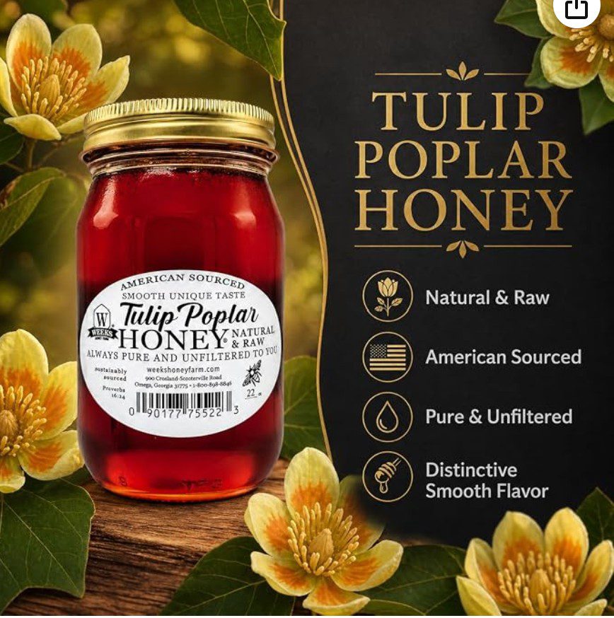 Weeks Honey Farm Pure Raw Tulip Poplar Honey — kosher honey gift for Rosh Hashanah