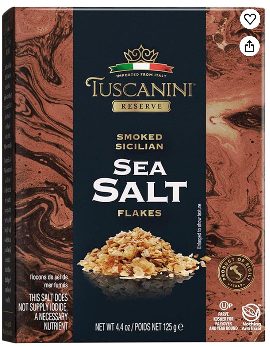 Tuscanini Italian Smoked Sea Salt Flakes — kosher finishing salt for baking and cooking