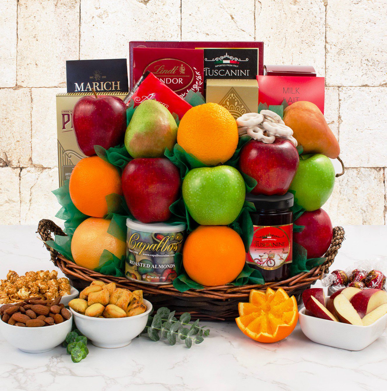 Masada kosher fruit and food gift basket with wine for Rosh Hashanah