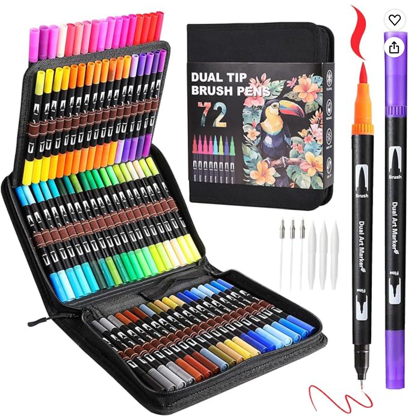 72-Color Coloring Pen Set — large art set for adult coloring books