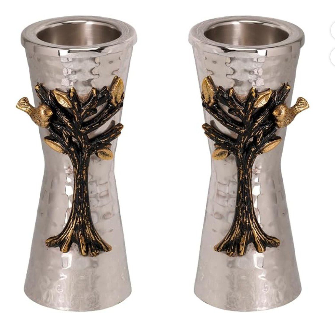 Yair Emanuel Tree of Life hammered aluminum candle holder — Shabbat candlestick