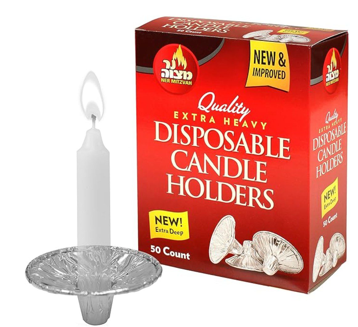 Ner Mitzvah disposable candle holders, red — Shabbat candlestick