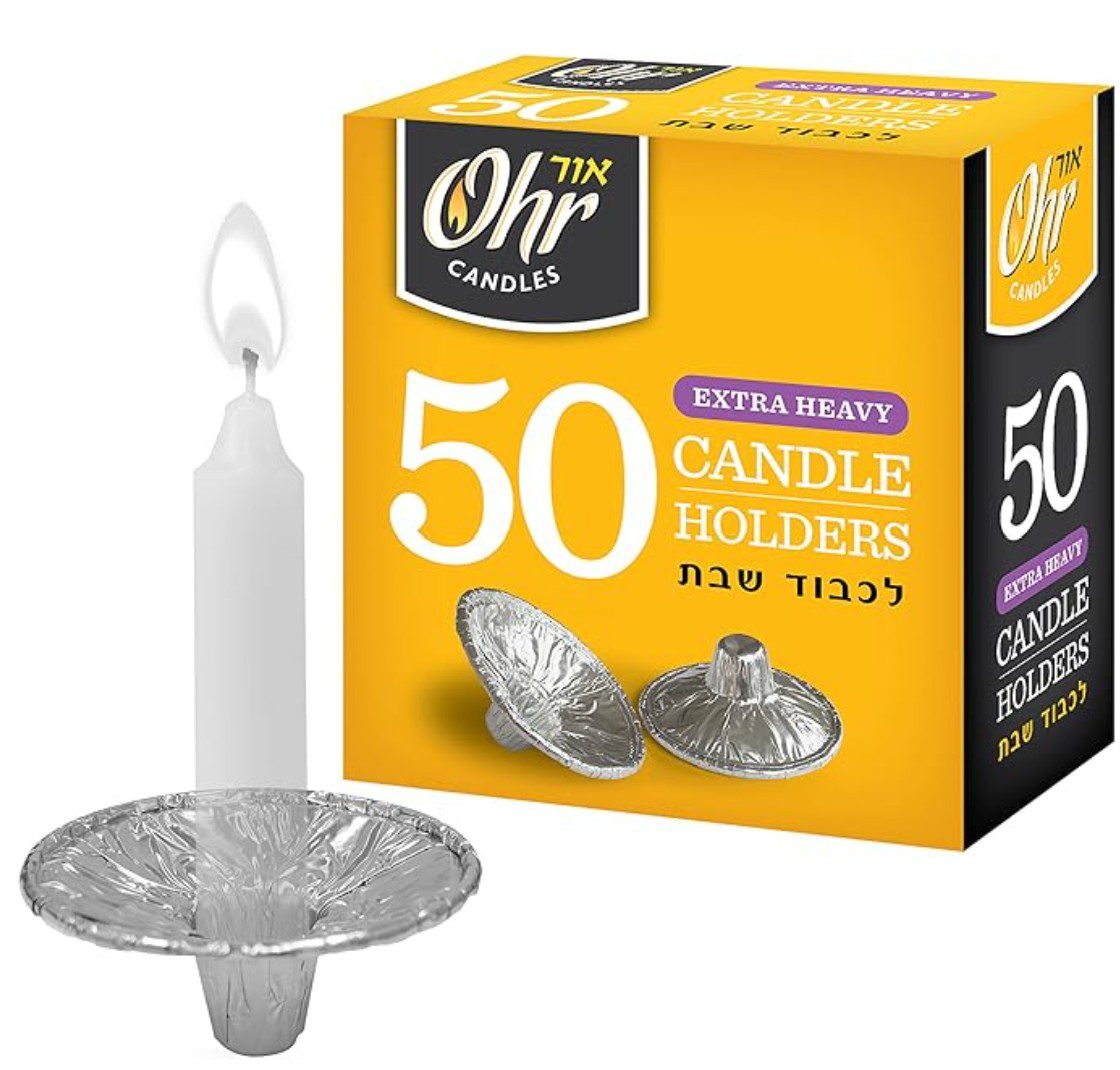 Ner Mitzvah extra heavy disposable candle holders, yellow — Shabbat candlestick