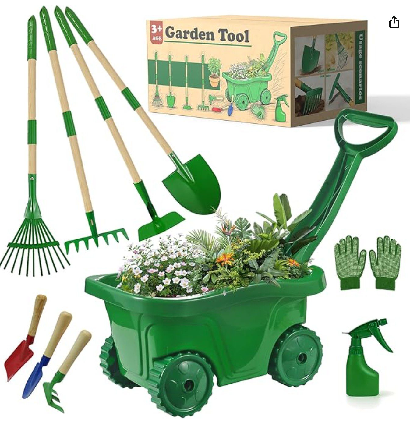 Gardening Tool Set with Wheelbarrow for Kids — Tu Bishvat tree-planting activity