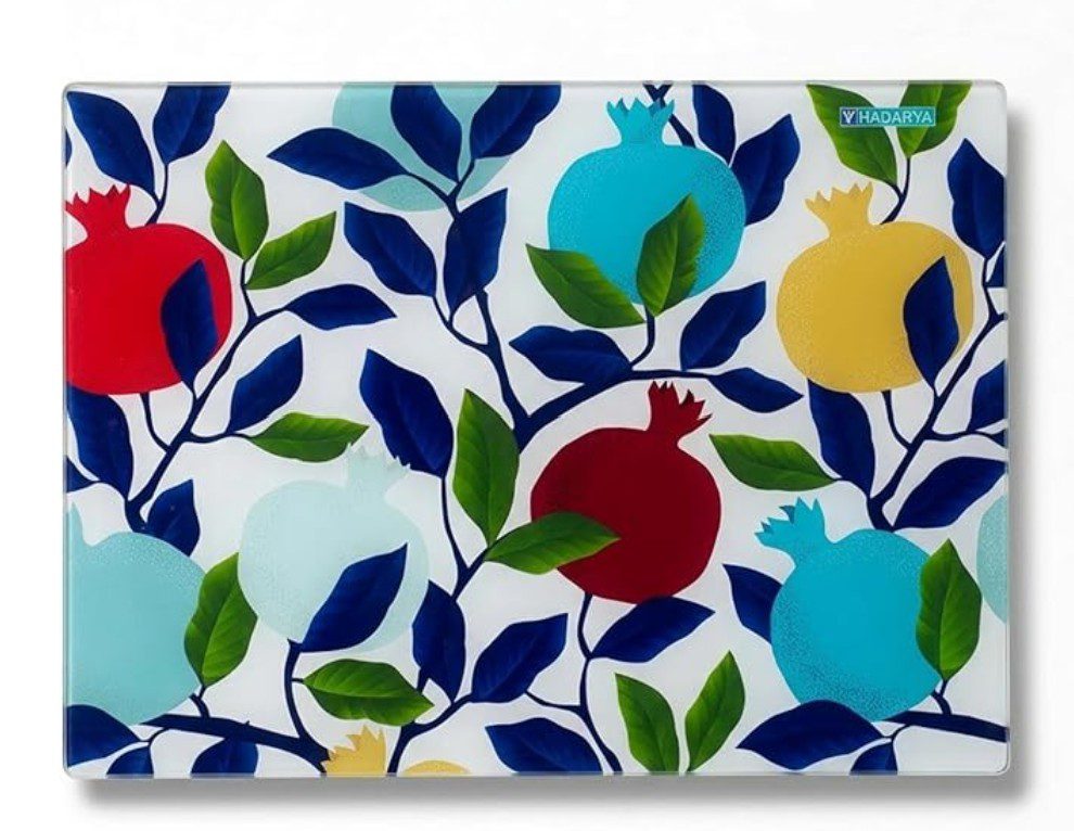 Suri Glass Challah Cutting Board — clear glass Judaica for the Shabbat table