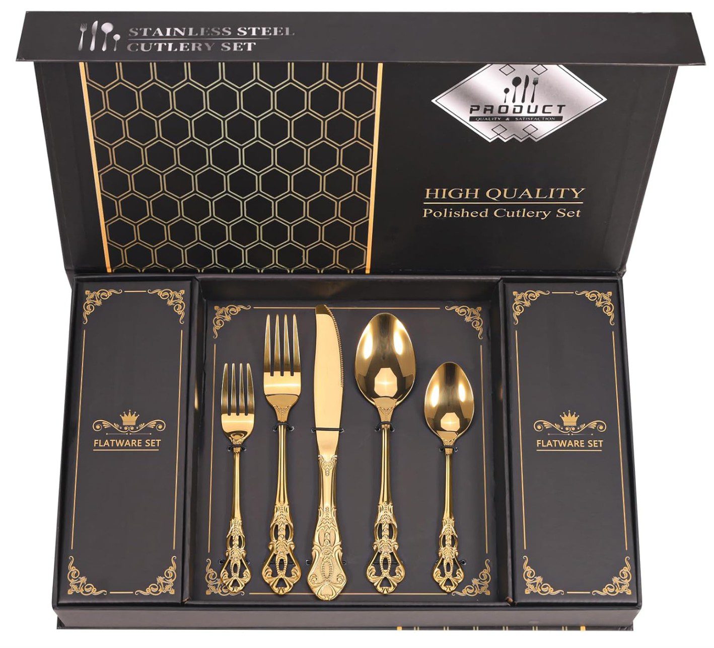 Gold silverware cutlery set for Shabbat