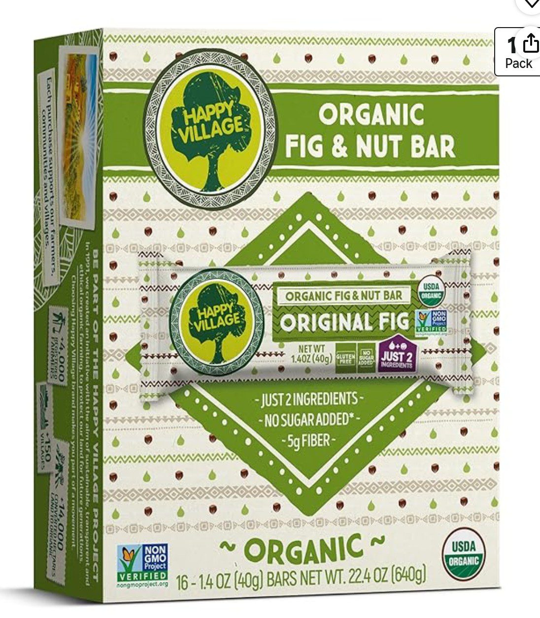 Happy Village Kosher Fig Bar — seven species snack for Tu Bishvat
