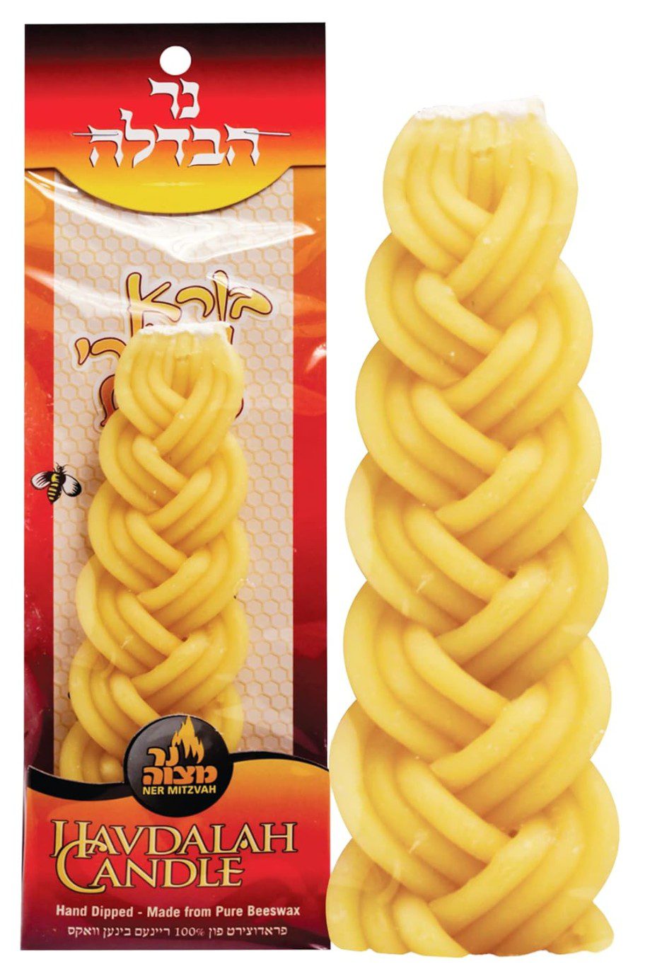 Ner Mitzvah beeswax braided Havdalah candle