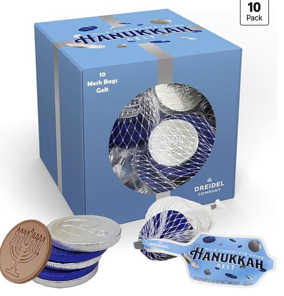 Kosher Hanukkah Gelt Coins in Gift Box — kosher chocolate Hanukkah gelt gift