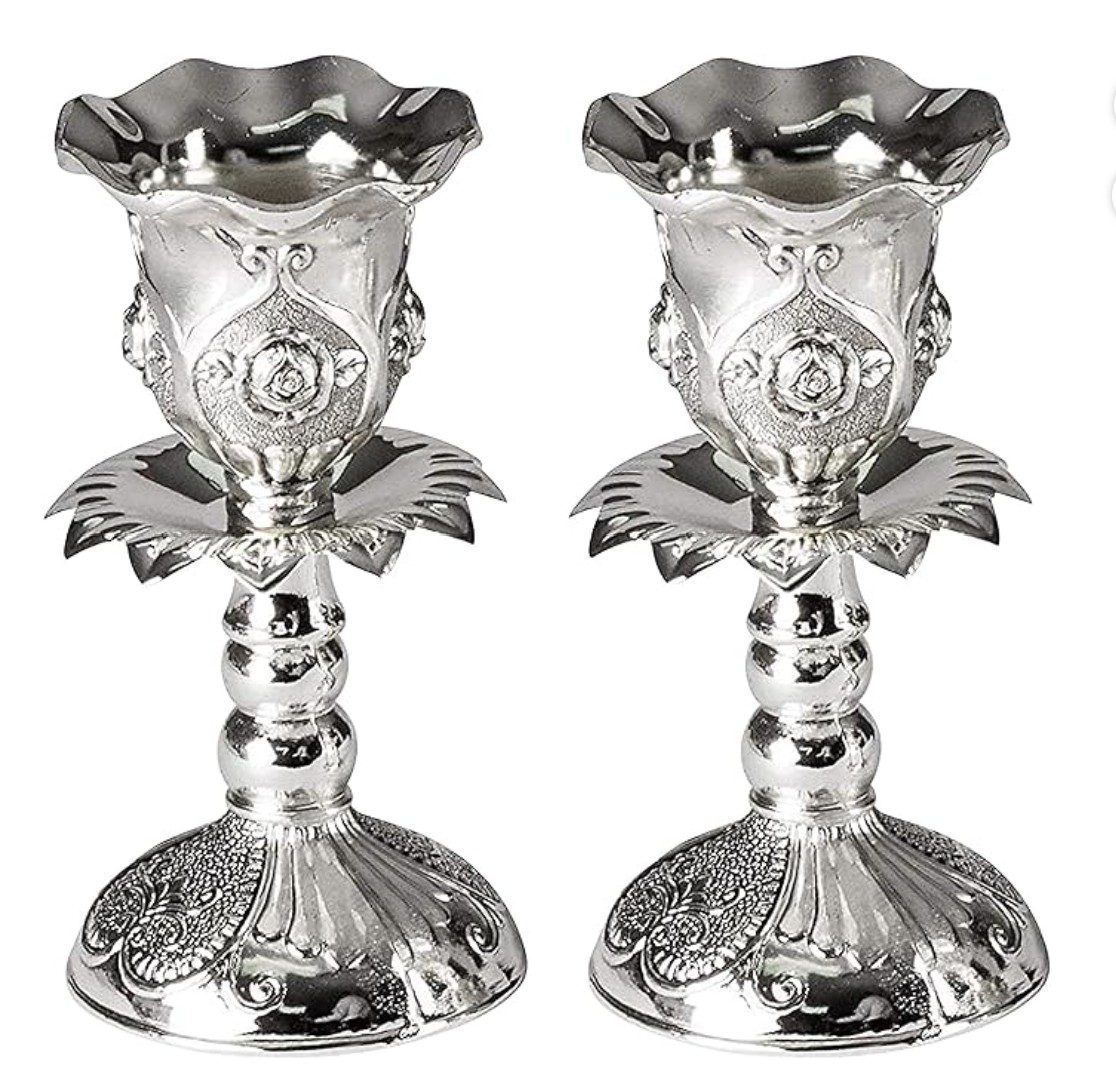 Ner Mitzvah basic and ornate candle holder — Shabbat candlestick