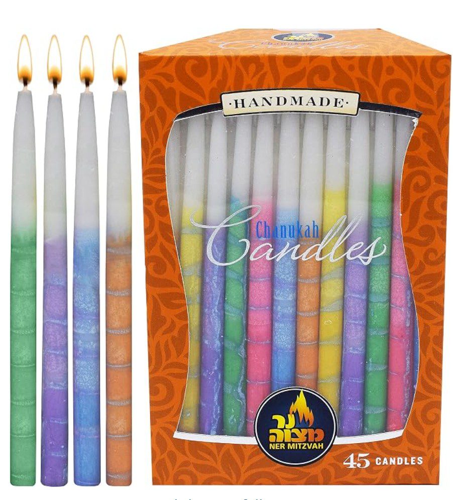 Ner Mitzvah Colorful Hanukkah Candles