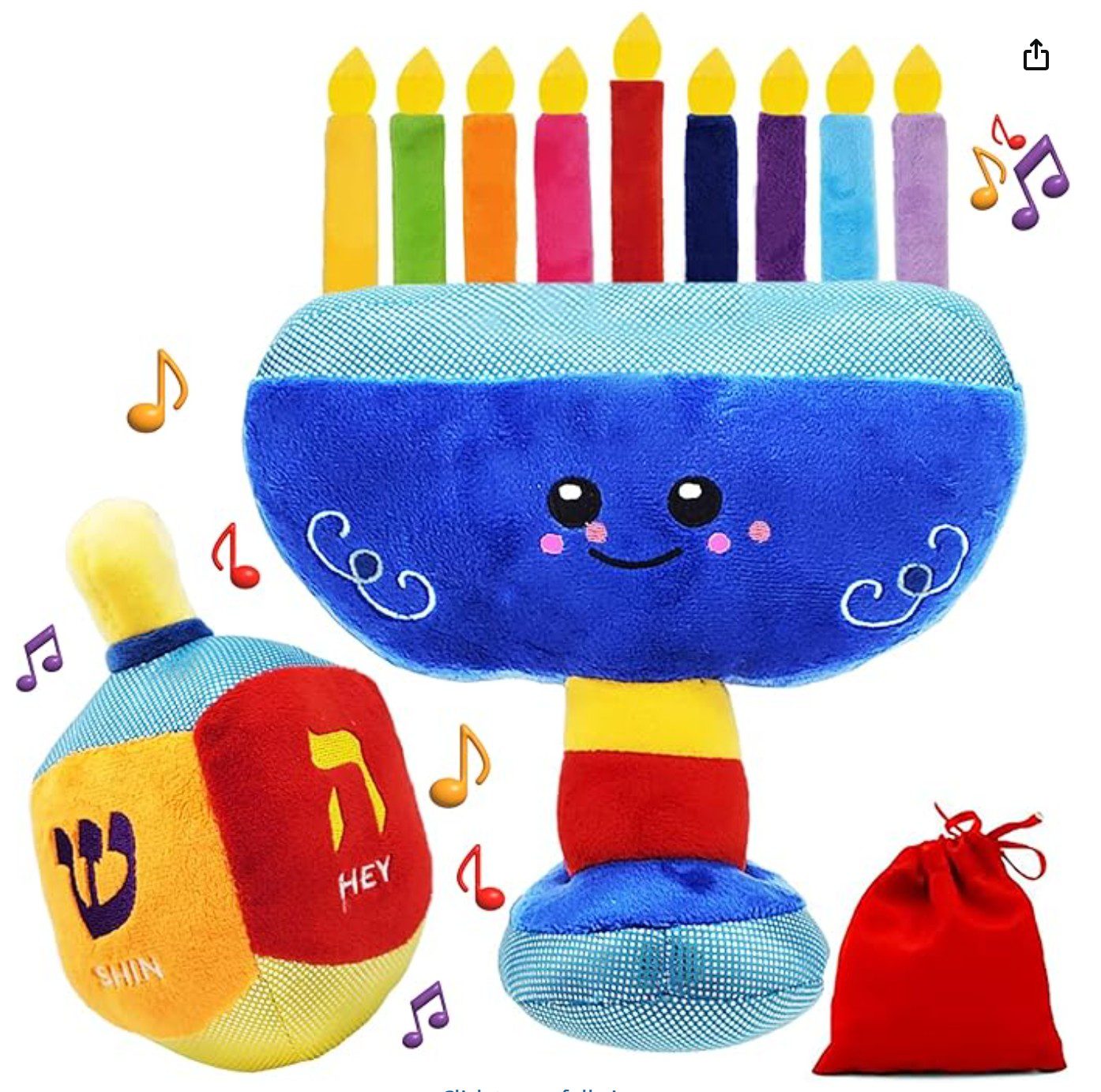 Plush Kids Menorah — Hanukkah candle holder for children
