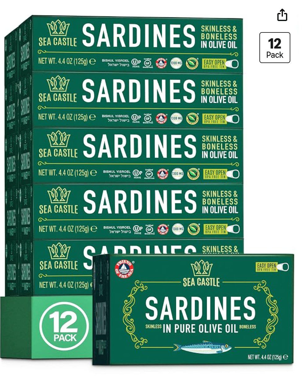 Sea Castle Sardines in Olive Oil — kosher for Passover fish