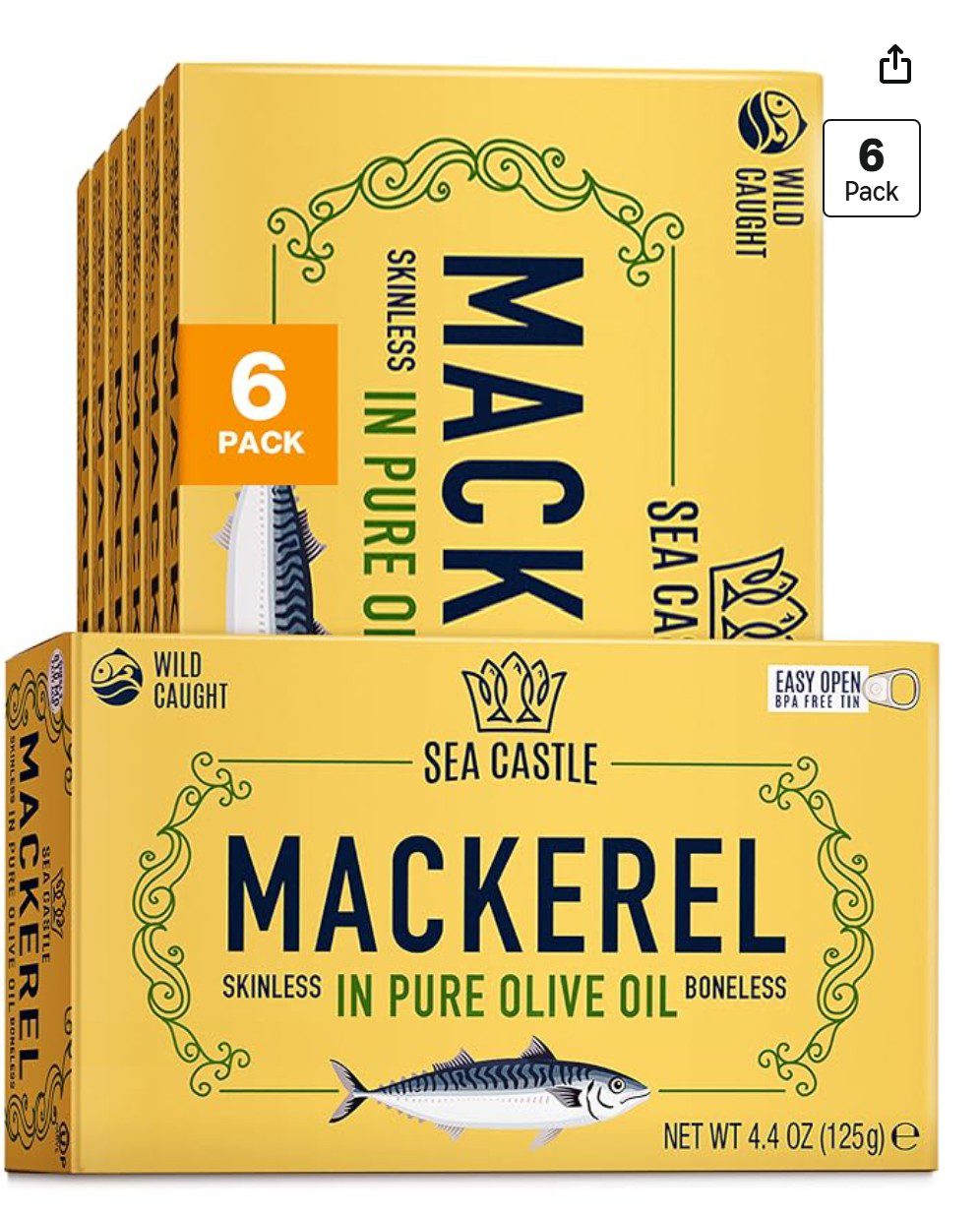 Sea Castle Mackerel in Olive Oil — kosher for Passover fish