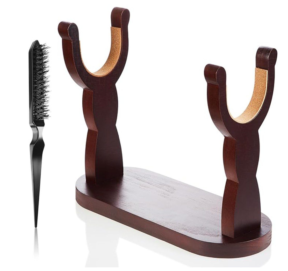 Wooden shofar stand — display stand for Rosh Hashanah shofar