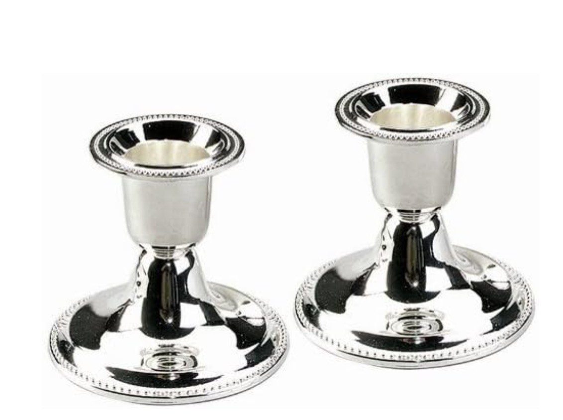Silver plated candle holders by The Dreidel Company — Shabbat candlestick
