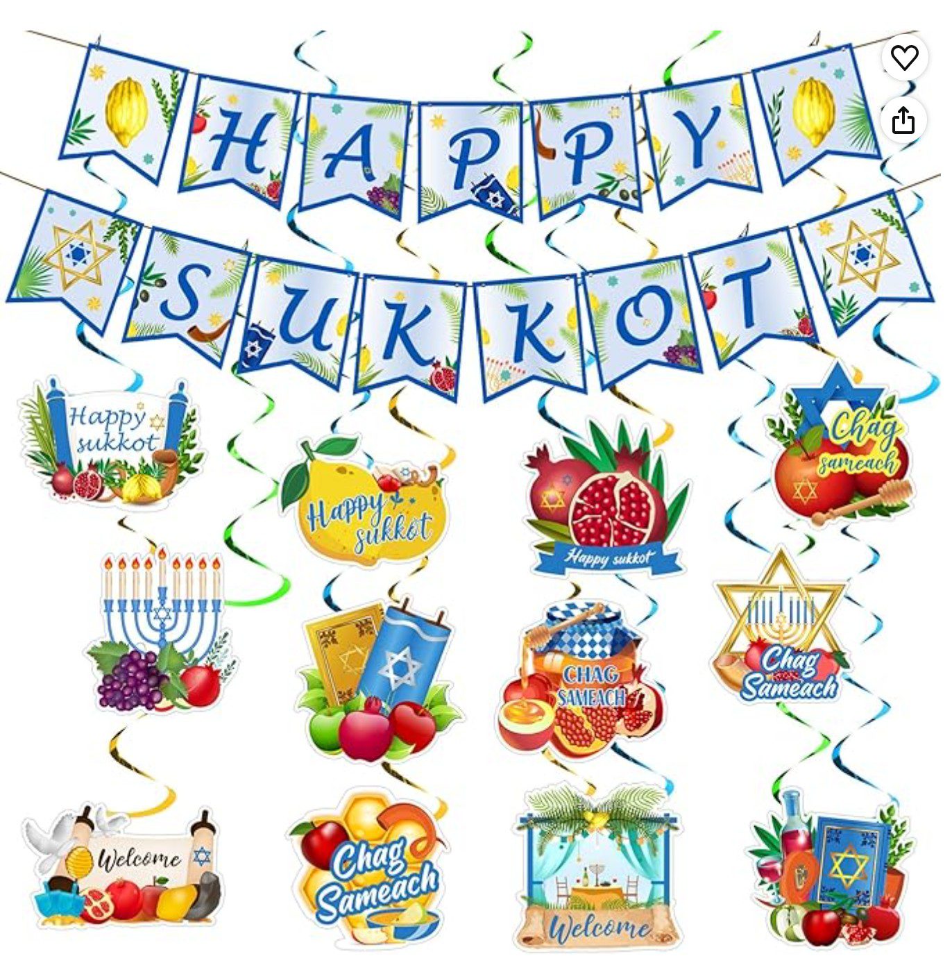 Sukkot banner decoration for the sukkah entrance on Amazon