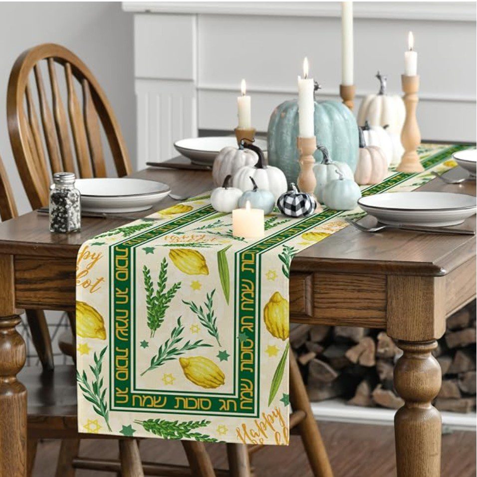 Sukkot table runner — holiday table linen on Amazon