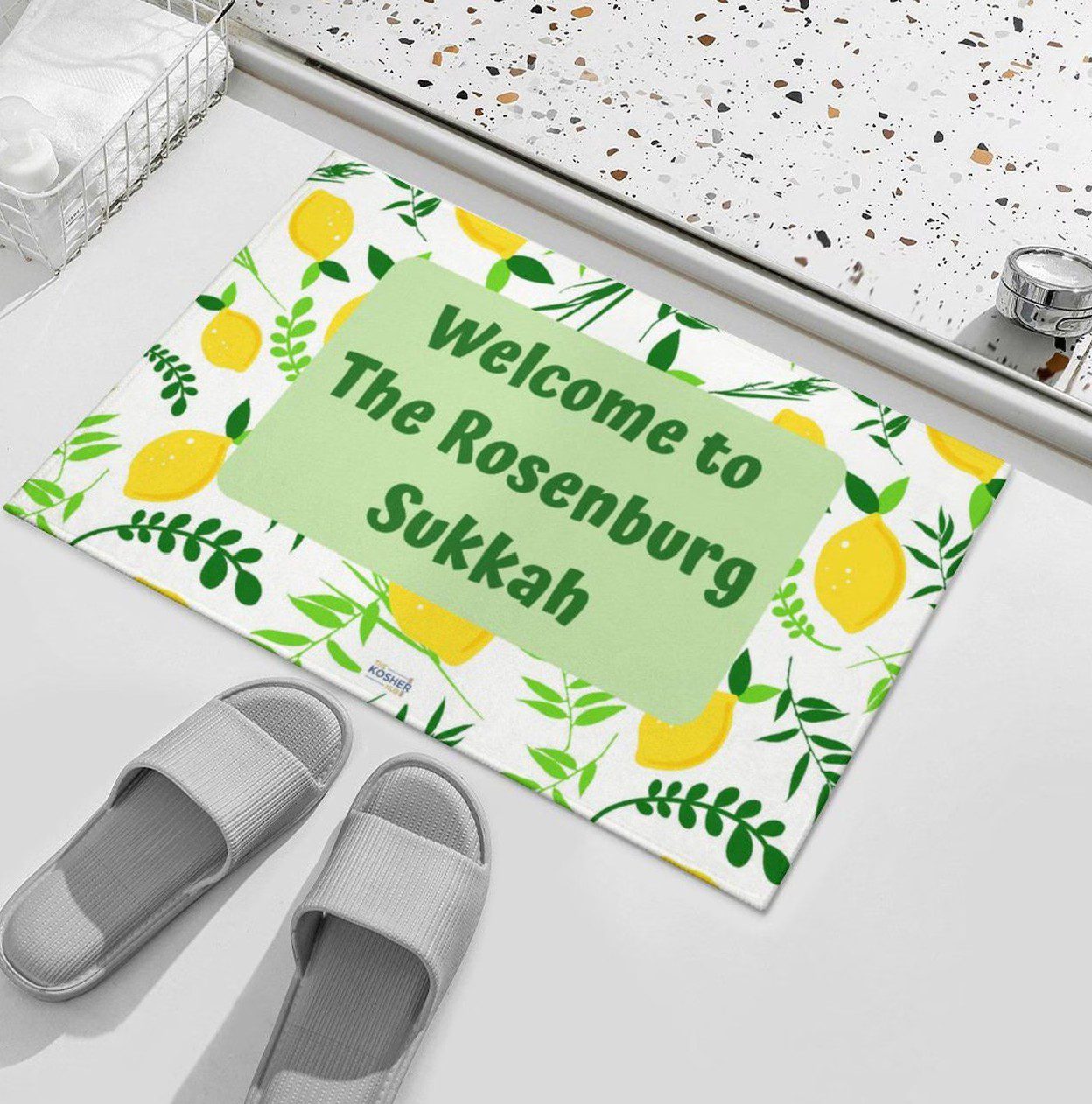 Sukkot Welcome Mat — festival doormat from The Kosher Hub Etsy shop