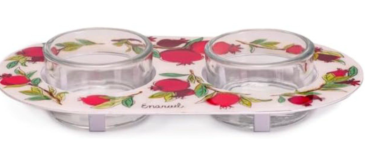 Yair Emanuel Pomegranate candle holder — special for Rosh Hashanah