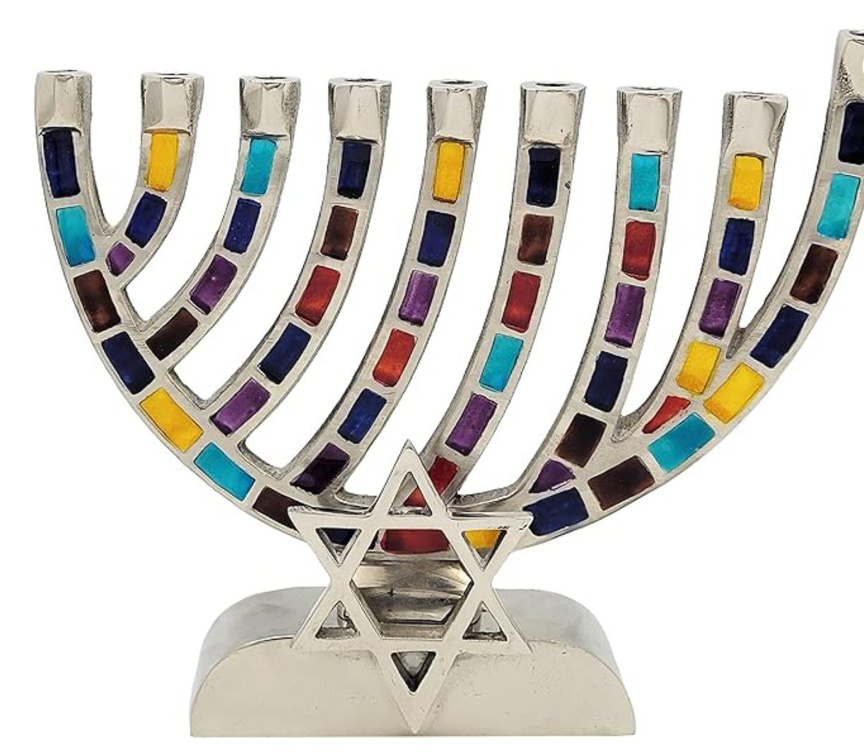 The Dreidel Co Artistic Mosaic Hanukkiah — Hanukkah candle holder