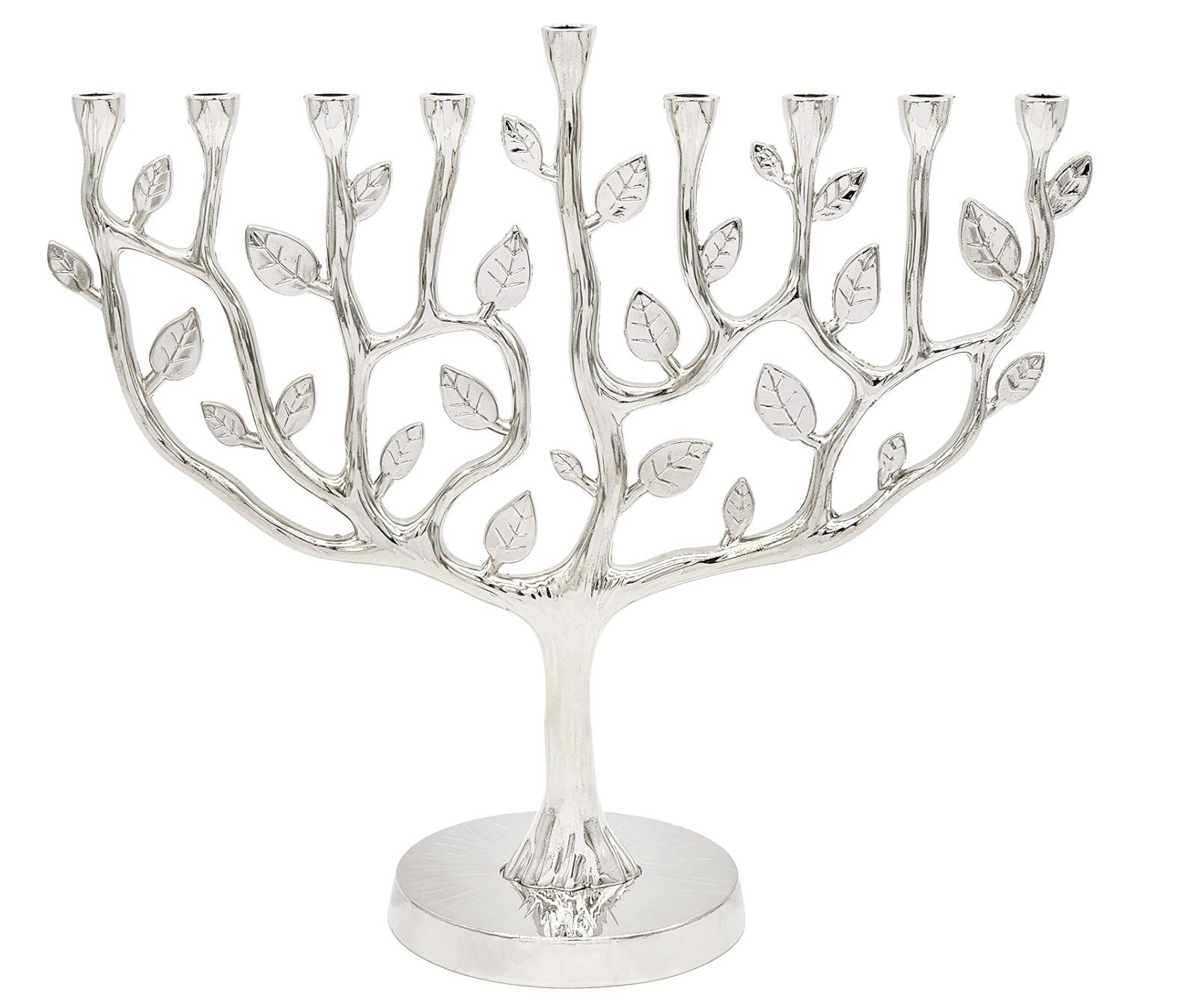 The Dreidel Co Silver Tree of Life Menorah — Hanukkah candle holder