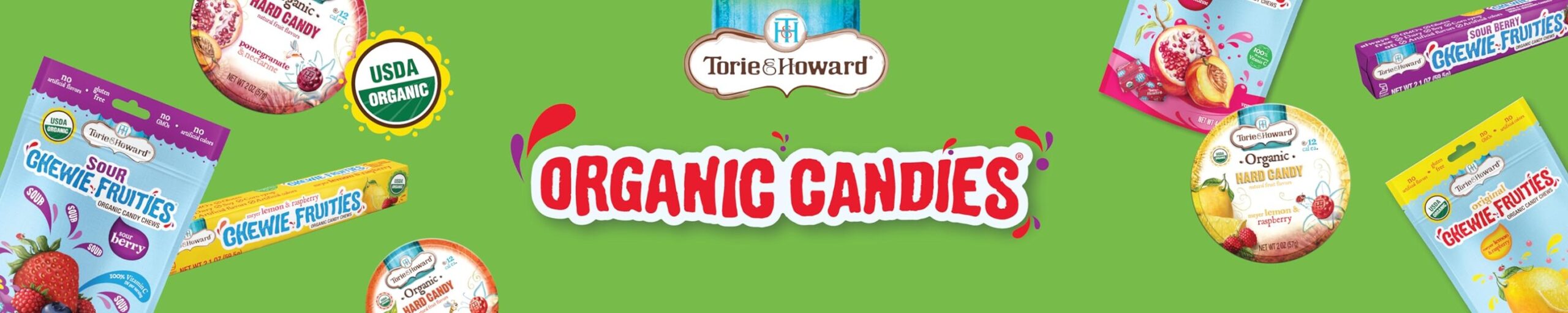Torie and Howard organic kosher candy Amazon store banner