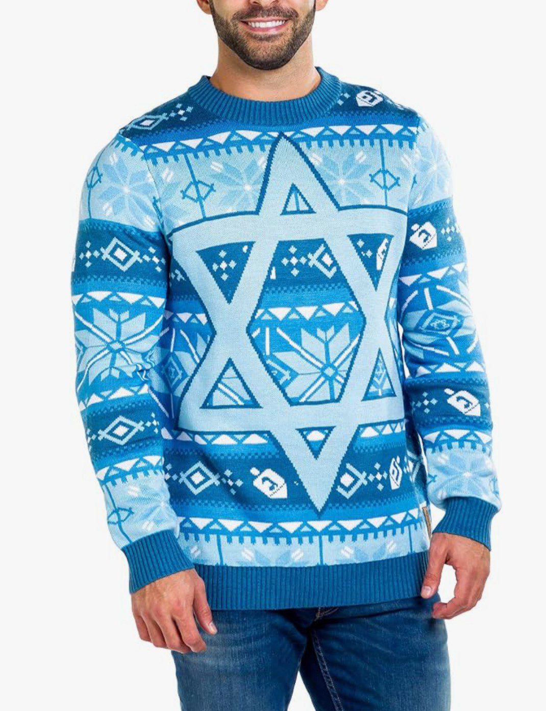 Ugly Hanukkah Sweater with Star of David design