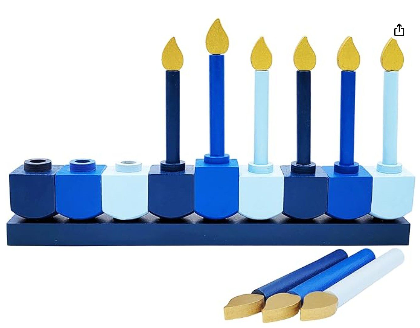 Wooden Menorah for Kids — Hanukkah candle holder for children