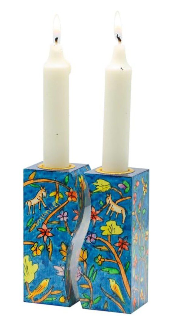 Yair Emanuel Birds and Flowers candle holder — Shabbat candlestick