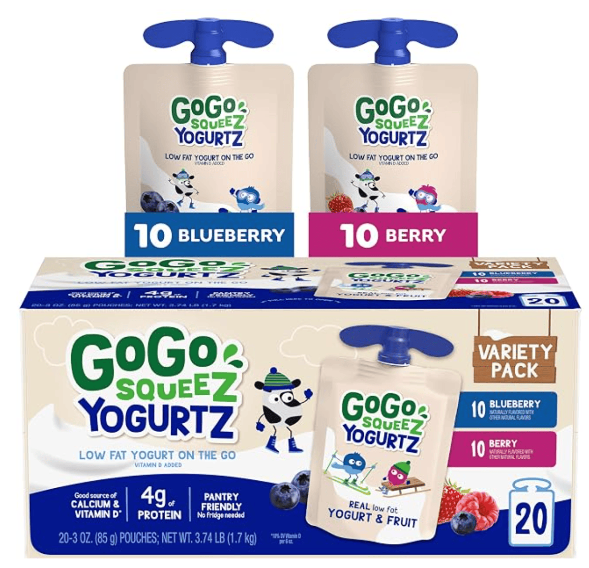 GoGo squeeZ YogurtZ Blueberry — kosher yogurt pouches