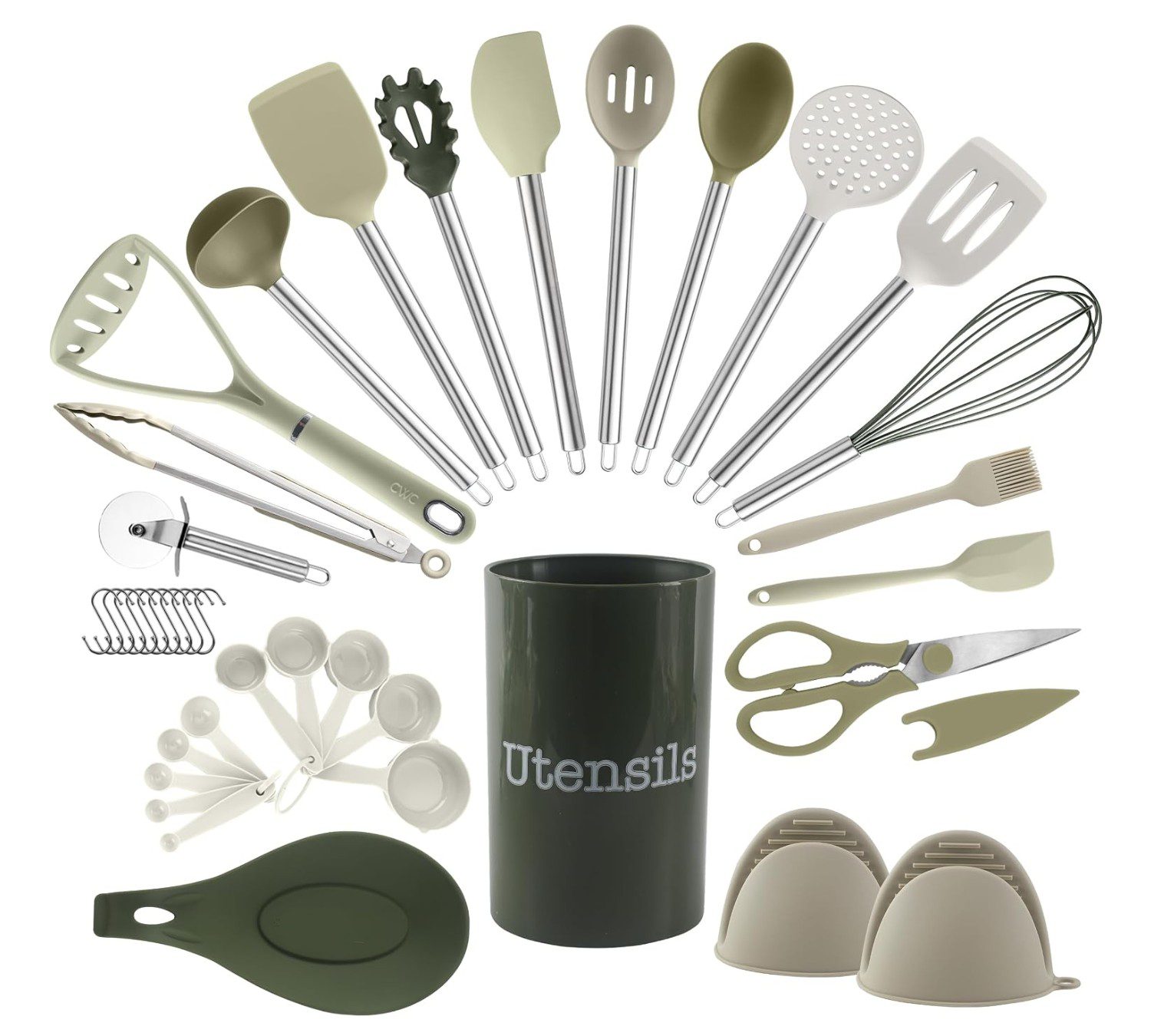 Green Cooking Utensils for Pareve — kosher kitchen color-coded set