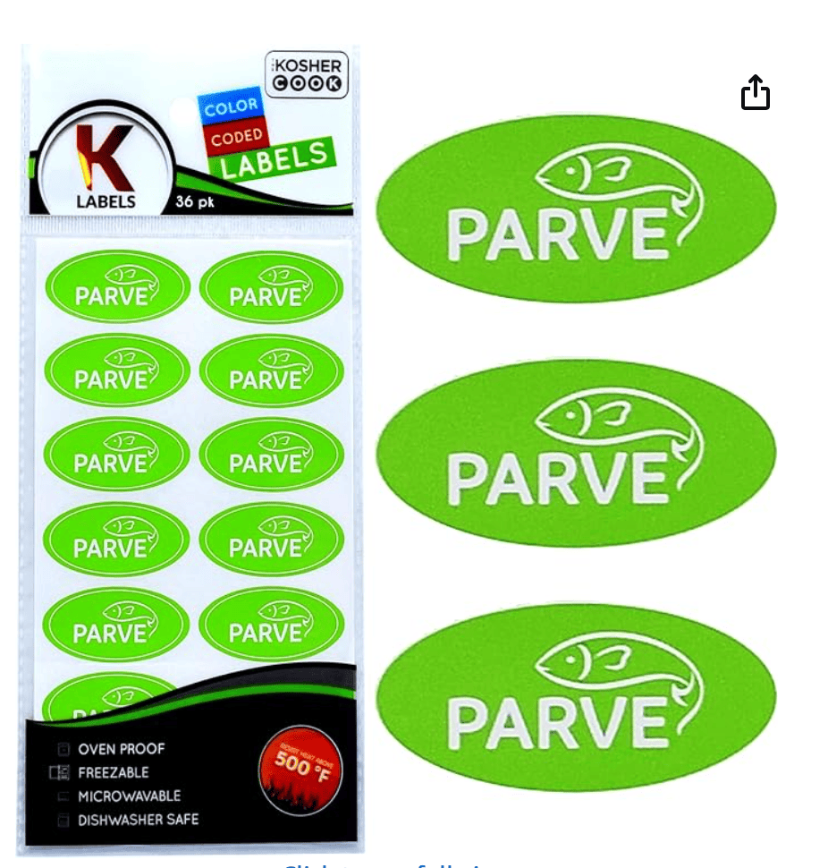 The Kosher Cook green pareve kosher kitchen stickers — kosher kitchen pareve labels