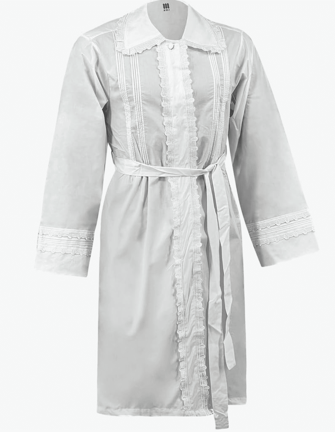 Lace-Trimmed White Kittel for Yom Kippur