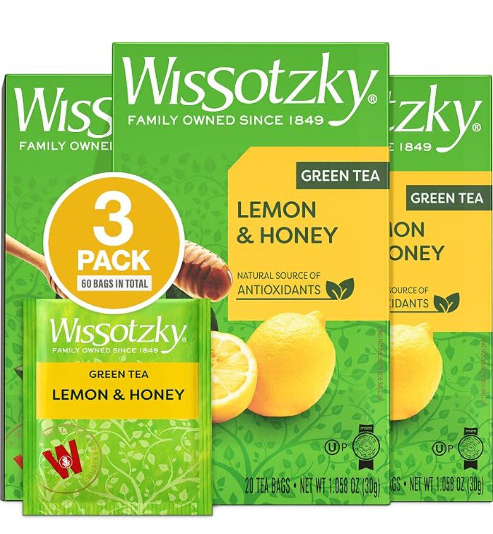 Wissotzky Lemon and Honey Green Tea — OU-P kosher for Passover flavored tea