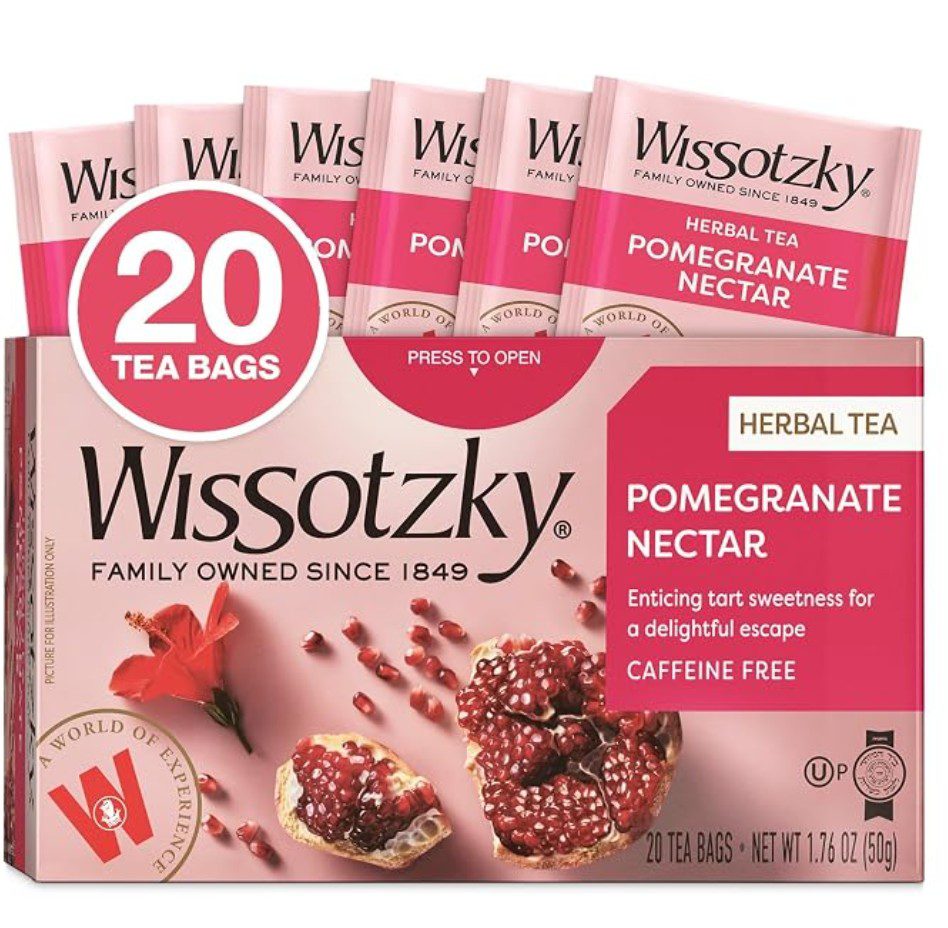 Wissotzky Pomegranate and Nectar Herbal Tea — OU-P kosher for Passover herbal tea